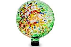 Folytiy Gazing Balls for Garden 10" Glass Outdoor Garden Globe Ball Reflective Gazing Globes Outside Yard Decor (Green)