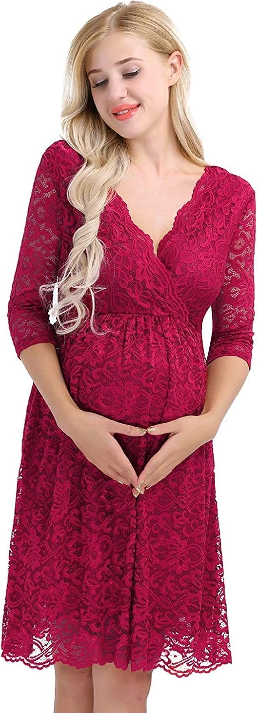 Pregnant Dresses Maternity Wear Ladies Lace Dress Evening Festive
