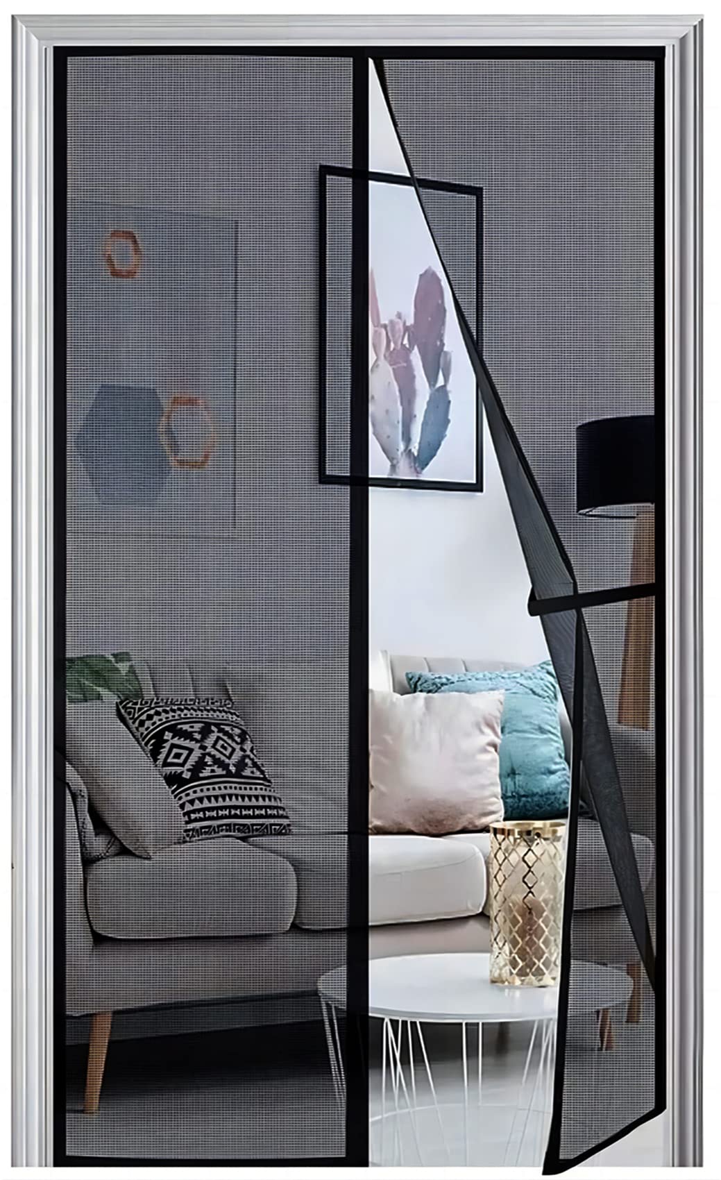 Panngu Magnetic Fly Screen for Balcony Door, 100x220 cm, Black, 2023 Reinforced Insect Protection Door, Fly Protection Door, Patio Door, No Drilling,Stronger Magnets and Central Network — image 1