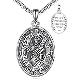 Hancock Patron Saint Necklace Sterling Silver Amulet Medal Pendant Religious Protector Jewelry Gifts for Women Men