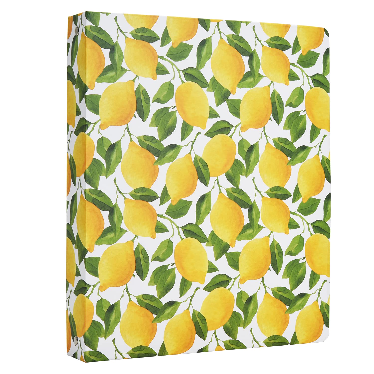 Retro Lemons Hardcover 3 Ring Binder for Letter Size Paper, 1 Inch Round Rings,Fruits Lemons Ring Binder Organizer with Two Interior Pockets for School/Office