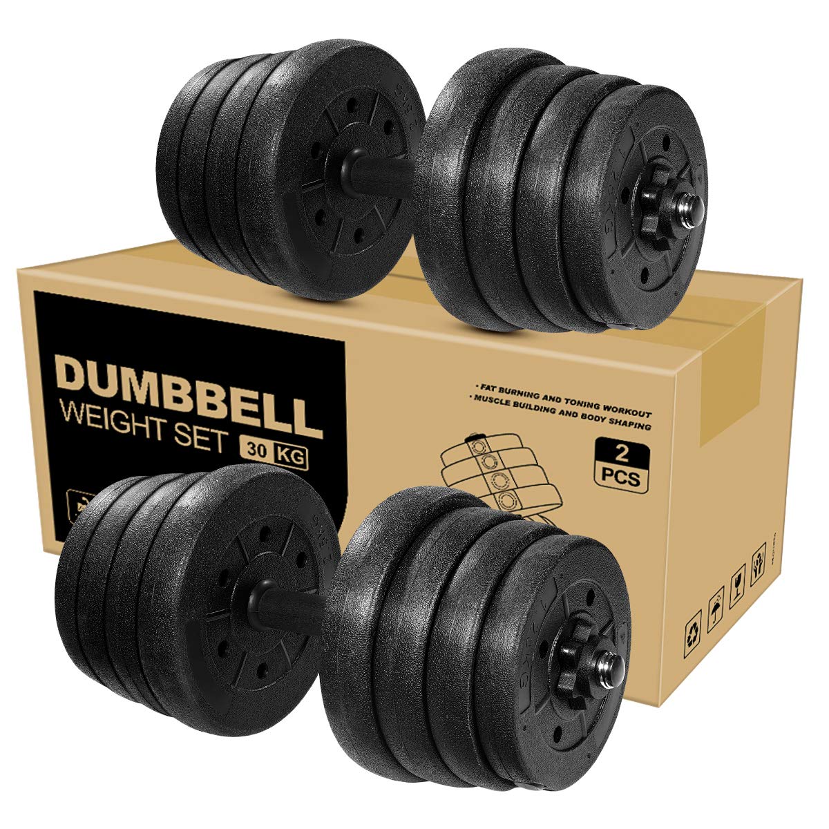 BESPORTBLE Adjustable Dumbbells Set Total 66LB 2 Pieces Weight Dumbbell