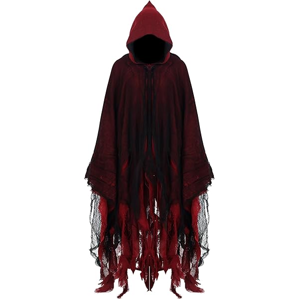 HOMELEX Black Wtch Velvet Cloak Halloween Hooded Cape Queen Kng Robe Outft Renassance