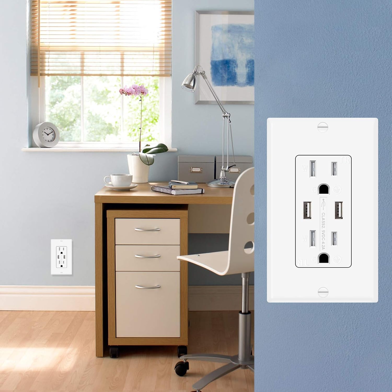 GUKIBO USB Wall Outlet, 15A 4.2A 6 Pack USB Outlets Receptacles, Tamper-Resistant Duplex Receptacles With Dual USB Ports UL Listed Electrical Outlets Indoor - - 