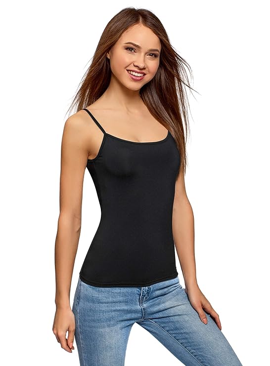 oodji Ultra Damen Tank Top Basic mit Spaghettiträgern