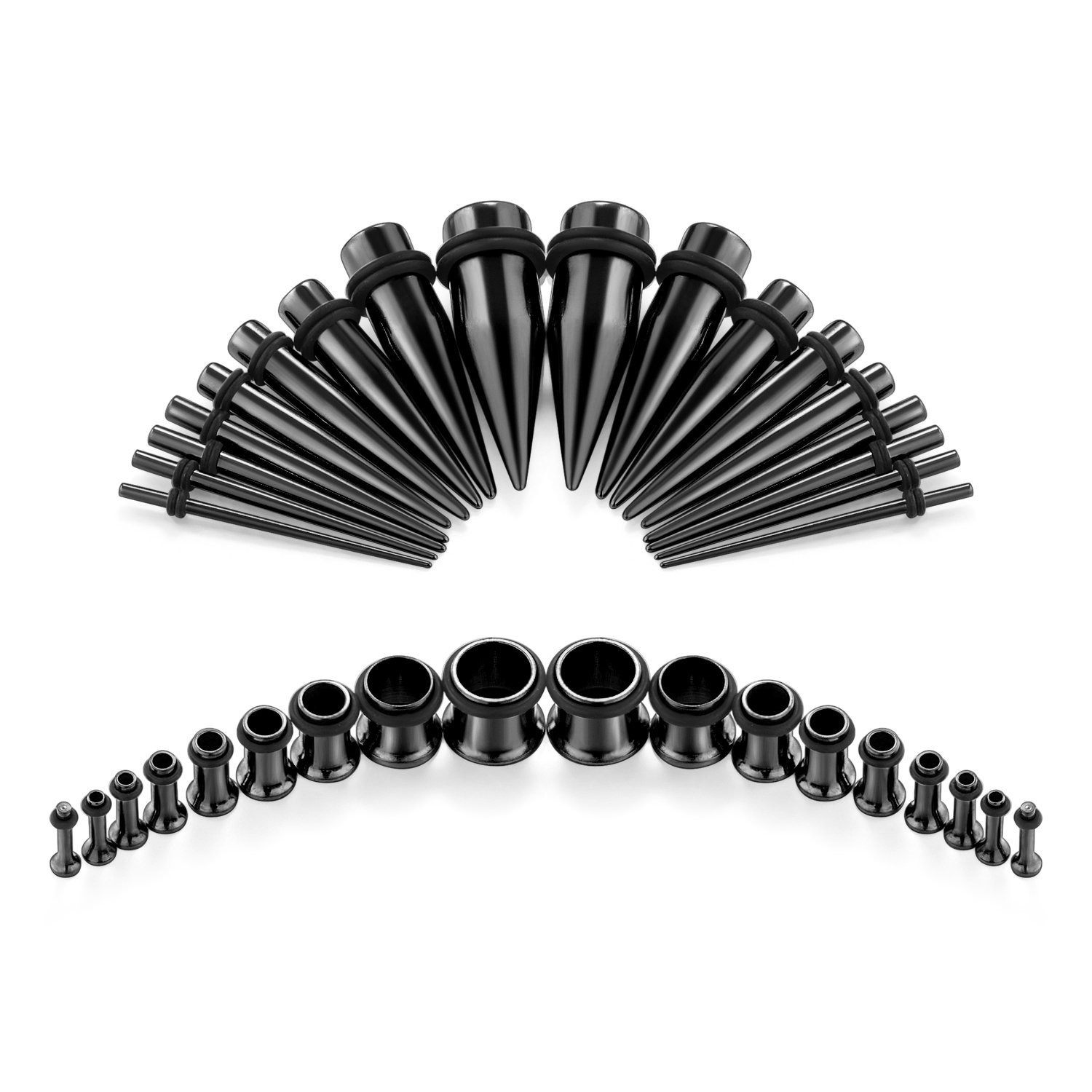 Funseedrr 36pcs Gauges Ear Stretchers Stretching Kit Surgical Steel Tunnel Plugs Tapers Piecing Set(14G-00G)
