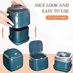 PANDENNER Mini Countertop Trash Can with 10 Rolls