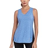 Abrooical Women's Workout Tank Tops V Neck Running Sports Yoga Sleeveless Shirts Side Split