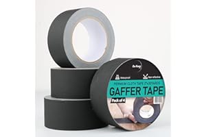 DU KAAN Gaffers Tape Black 2 Inch 30 Yards Pack of 4, Gaffing Tape, Black Gaffers Tape Tape for Filming, Photography, Radio - Effective Heavy-Duty Water Resistant Gaff Tape