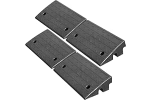 OranLite 4 Pack 4" inch Rise Driveway Curb Ramps, 17"(L) x 9"(W) x 4"(H) Loading Ramps for Car, Pickup, Motorcycle, Truck, Heavy-Duty Rubber Kerb Ramps 6000 LBS Load Capacity (4" Rise - 4Pack)