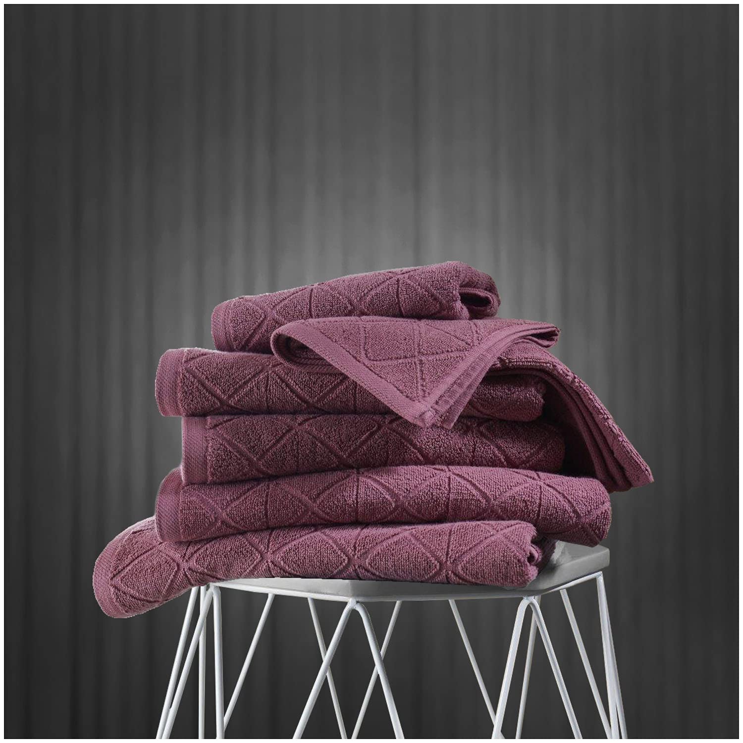 GC GAVENO CAVAILIA Luxury Egyptian Cotton 2 Pack Super Soft 600 GSM Geo Triangle Absorbent Bath Towel, Rose, 70x120 Cm