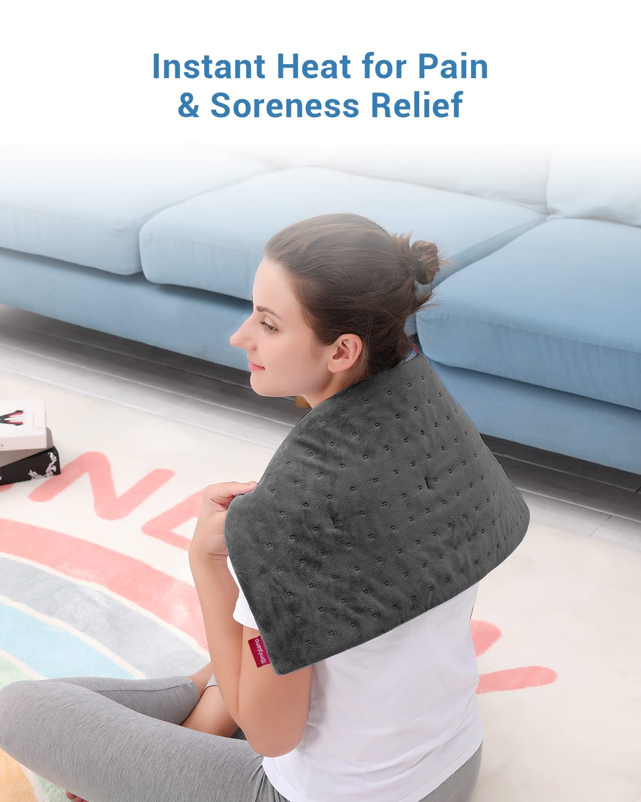 Comfytemp Heating Pad for Back Pain Relief & Cramps, Fathers Day Dad Gifts, 12