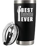 Best Dad Ever Guitar Dad Guitarist Gifts from Son Daughter Wife Fathers Day Appreciation Guitar Chord Player Dad Vacuum Insulated Stainless Steel Tumbler with Removable Lid and Straw 20 oz Black
