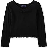 The Children's Place Girls Basic Long Sleeve V-Neck Knit Shirts