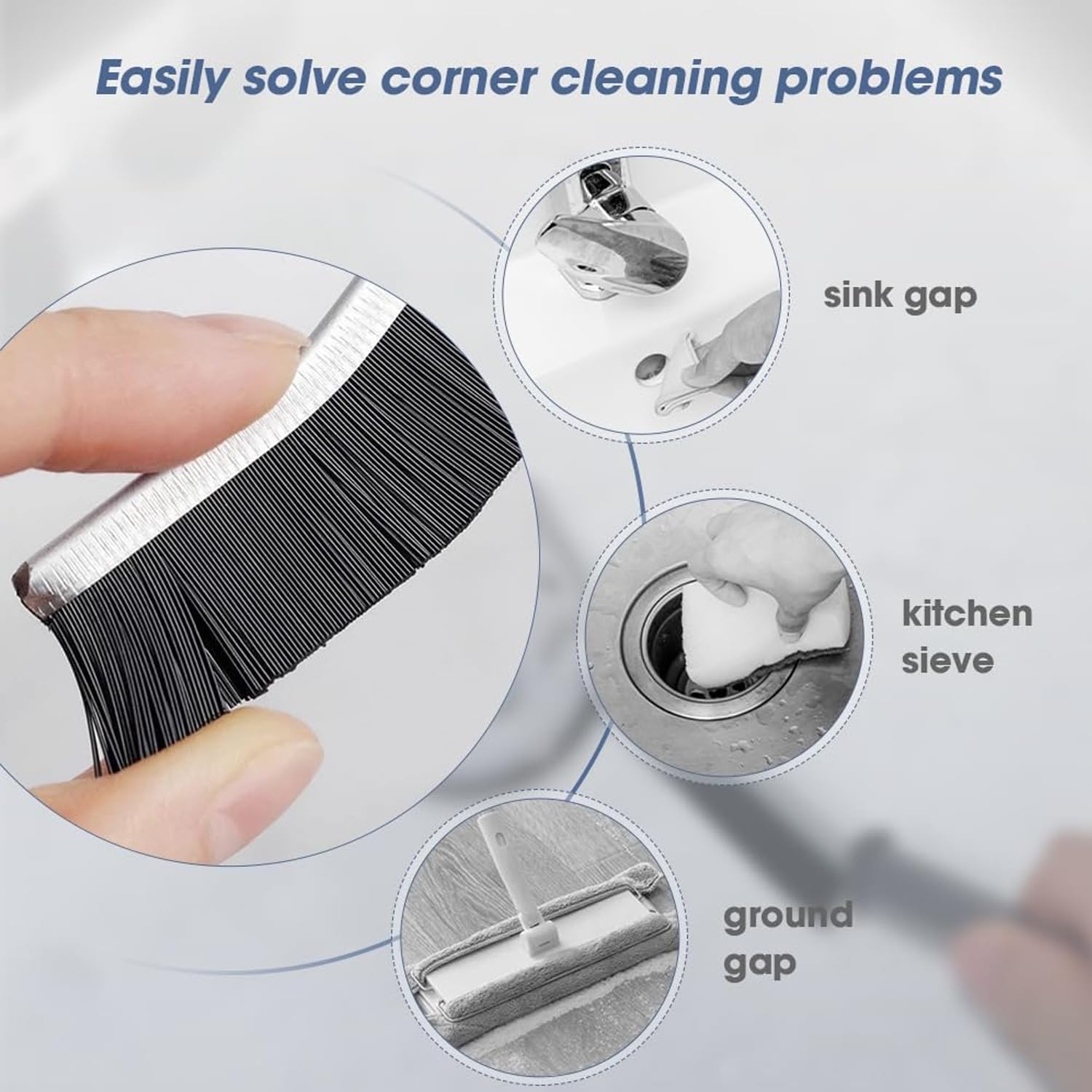 Hard Bristle Crevice Cleaning Brush, Small Cleaning Brushes, Grout Cleaner Brush, Toilet Brush, Scrub Brush for Shower Tile, Skinny Gap Cleaning Tools for Household Use, Bathroom, Kitchen (3)