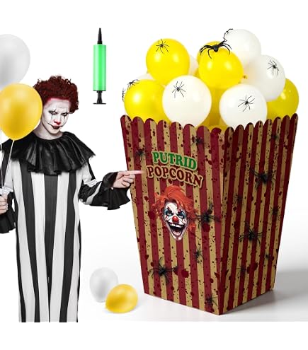 Wettarn Halloween-Deko Set – 6 Clown-Boxen, 12 Ballons, Lichterkette Für Gruselige Zirkus-Party