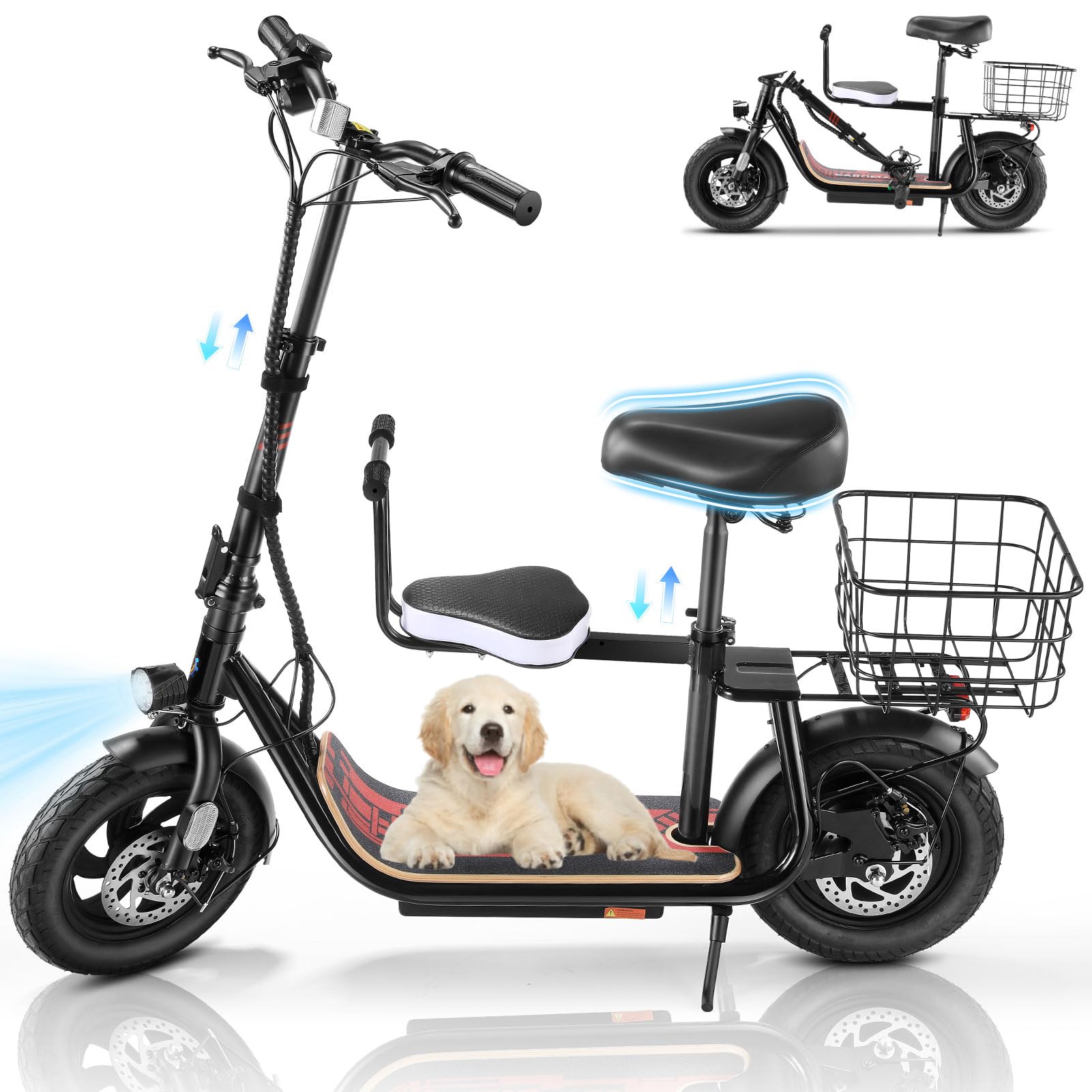 thumbnail image 2 of MEGAWHEELS A1C Foldable Electric Scooter - 300W, 8.5" Tires, Front Suspension, 20km Range, 15MPH, IPX5 - Black 2 of 6