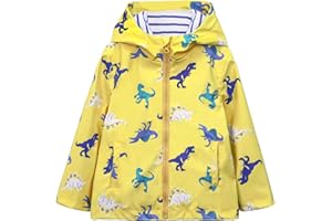 Sosomi Kids Waterproof Jacket Boys and Girls Lightweight Raincoat Hooded Zip-Up Outerwear Kids Raincoat