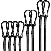 BEXSLE Bungee Cords with Carabiner Hooks Heavy Duty, Outdoor Black Bungee Straps, Strong Industrial Grade Elastic Bungee Rope for Securing Tarps, Luggage, Tents，Bikes, 12in + 24in + 48in，8pcs