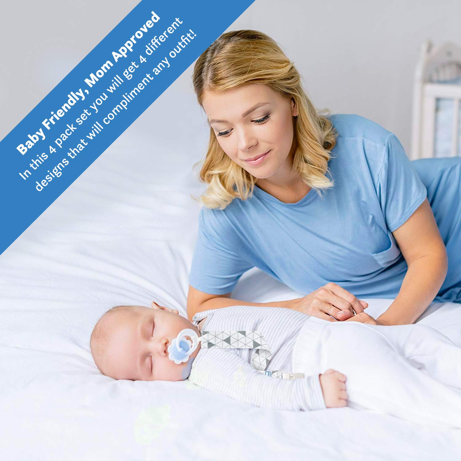 Liname 4 Pack Pacifier Clip for Boys & Girls w/Teething Toy - Baby Gift - for Soothers (Blue, Plastic Clips) : Baby