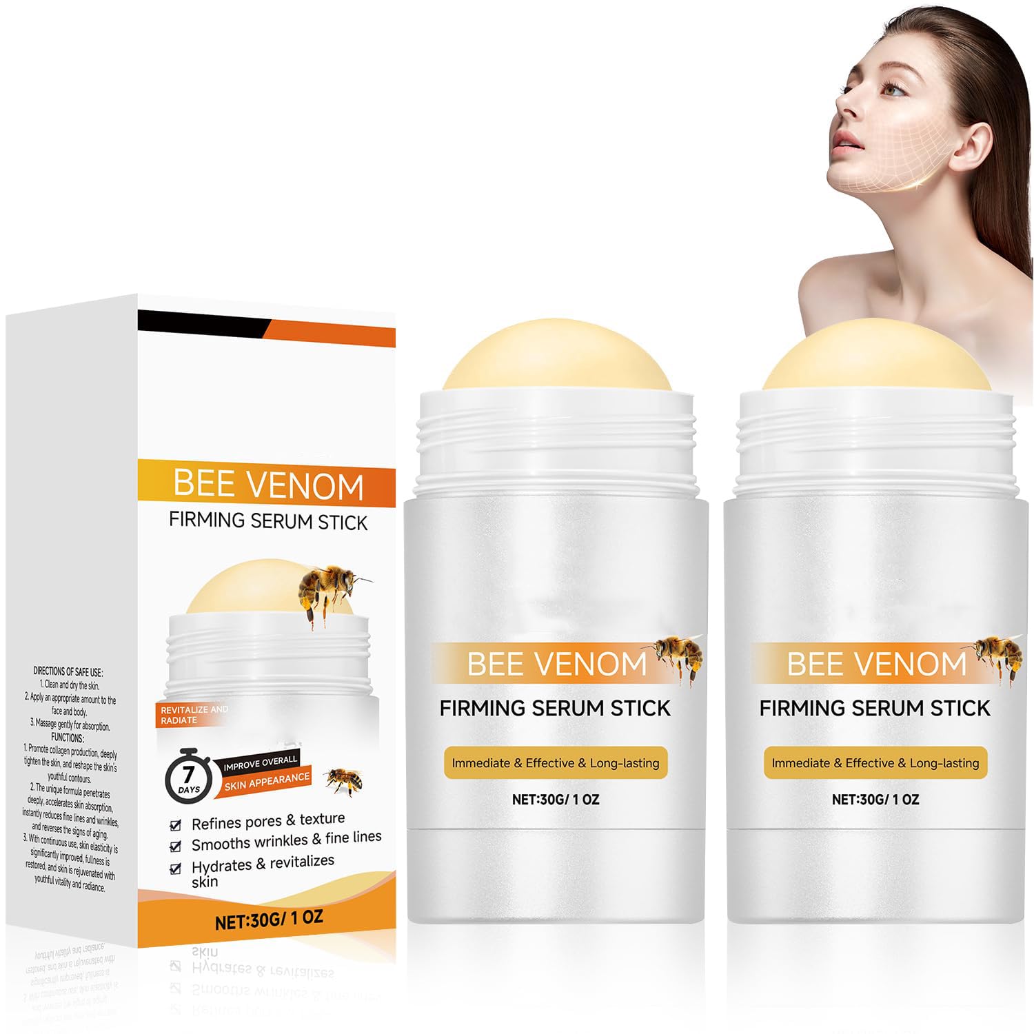Photo 1 of 2PCS Bee Venom Wrinkle Removal Cream,Bee Venom Firming Serum,Advanced Firming & Wrinkle-Reducing Cream,Restore Skin Elasticity,Lifts, Plumps and Firms Skin, Reduces Wrinkles & Fine Lines