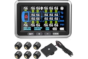 Tyona High-Precision Truck tire Pressure Monitoring System (0-199PSI) TP22 Trailer/RV TPMS with 6 Sensors, 4.5-inch Screen Color Display 6 Alert Modes,with Signal Booster tpms for Truck (6 Sensors)