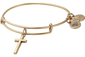 Alex and Ani Divine Guides Expandable Bangle Bracelet for Women, Cross Charm, 2 to 3.5 in