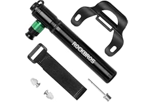 ROCKBROS Mini Bike Pump 110PSI CO2 Inflator Presta and Schrader Valve Compatible Bicycle Tire Pump for Road and Mountain Bike