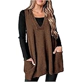 SOLY HUX Women's Plus Size Sweater Vest V Neck Sleeveless Loose Fit Knit Pullover Tank Tops with Pockets