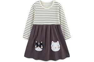 Bumeex Toddler Girl's Long Sleeve Dresses 2-7Y