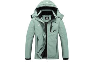 MOERDENG Women's Ski Jacket Waterproof Winter Coat Hooded Snowboarding Jacket Warm Winter Jacket