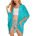 Moss Rose Women's Beach Kimono Coverup Sheer Chiffon Cover Ups, Casual Loose Open Front Cardigan Tops