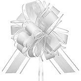 10Pcs 8 Inches Large Pull Bows, Silver Big Bow Gift Wrapping Ribbon, Matte Silver Bouquets Bows for Wedding Christmas Birthday Party Gift Baskets Valentine's Day Flower Gift Boxes Decoration