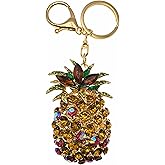 Evenchae Sparkling Pineapple Keychain - Rhinestones, Drawstring Bag - 4.75" Long