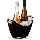 True Modern Wine & Champagne Bucket | Black Ice Beverage Tub - Indoor & Outdoor Great for Parties - 2 Bottles Capacity Champagne & Wine Chiller - 10.5" x 8.25" x 7.75"