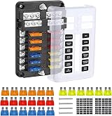 Tawveml 12-Way ATC/ATO Fuse Block with Negative Bus LED Indicator 12-24V view 1