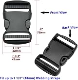 LiteTour 6 Set 25mm 1inch Buckles Clips Tri-Glide Slides Flat Side Release view 5