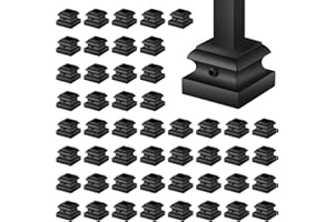 Sidasu 100-Pack Black Aluminum Baluster Shoes with Screws, Flat Base Covers for 1/2" Square Balusters, Stair Railing Decorative Base Plates, Satin Black Finish for Indoor & Outdoor Use