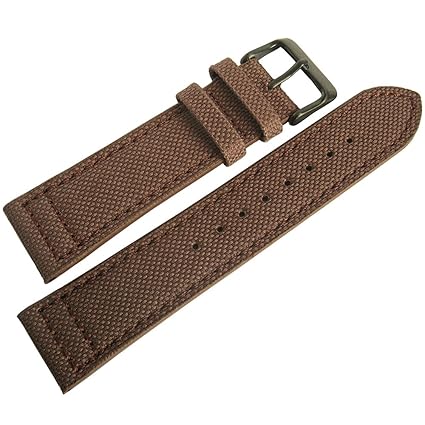 EULIT 22mm Brown Canvas with PVD Buckle Made in Germany Mens Watch Strap