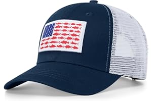 NAICISSISM American Fish Flag Trucker Hats - Fishing Gifts for Men - Outdoor Snapback Fishing Hats Perfect for Camping and Daily Use