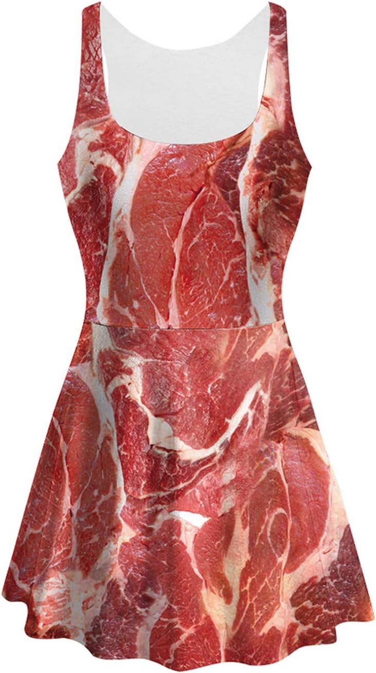 Multiple Women Chic Fashion Print Knee Length Pleated Skater Mini Dress