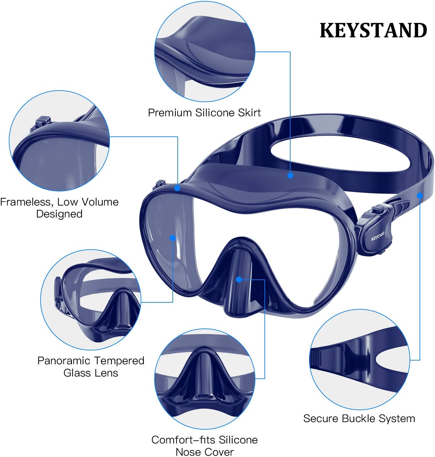 Keystand Snorkel Mask, Foldable Snorkel Set Snorkeling Gear, Detachable Free Breathing Snorkeling Packages, Anti Fog Anti Leak Tempered Glass, Scuba Mask Snorkel Gear for Adults Youth Kids : Sports & Outdoors