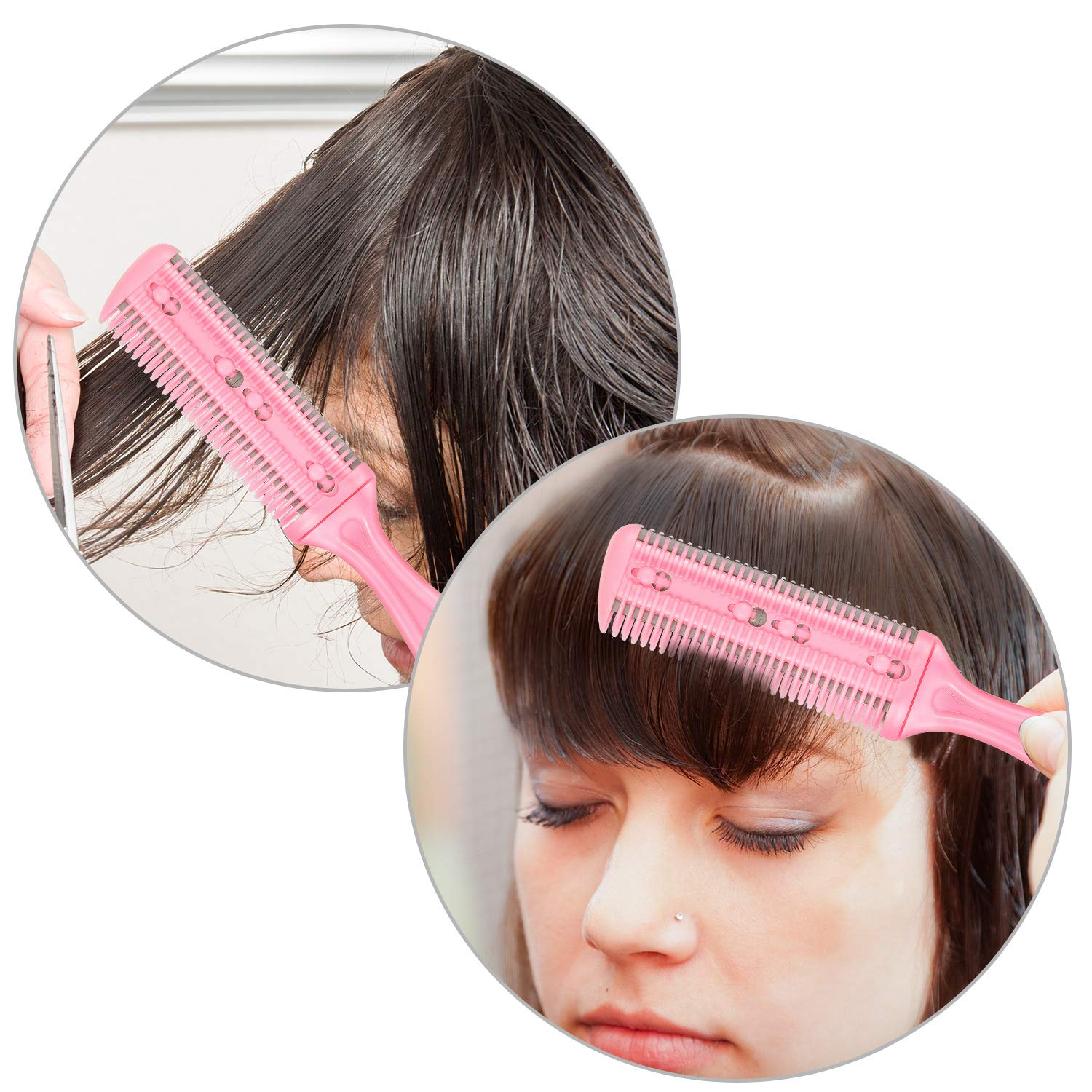3 Pieces Razor Comb with 10 Pieces Razors, Hair Cutter Comb Cutting Scissors, Double Edge Razor, Hair Thinning Comb Slim Haircuts Cutting Tool (White, Pink, Blue) : Beauty