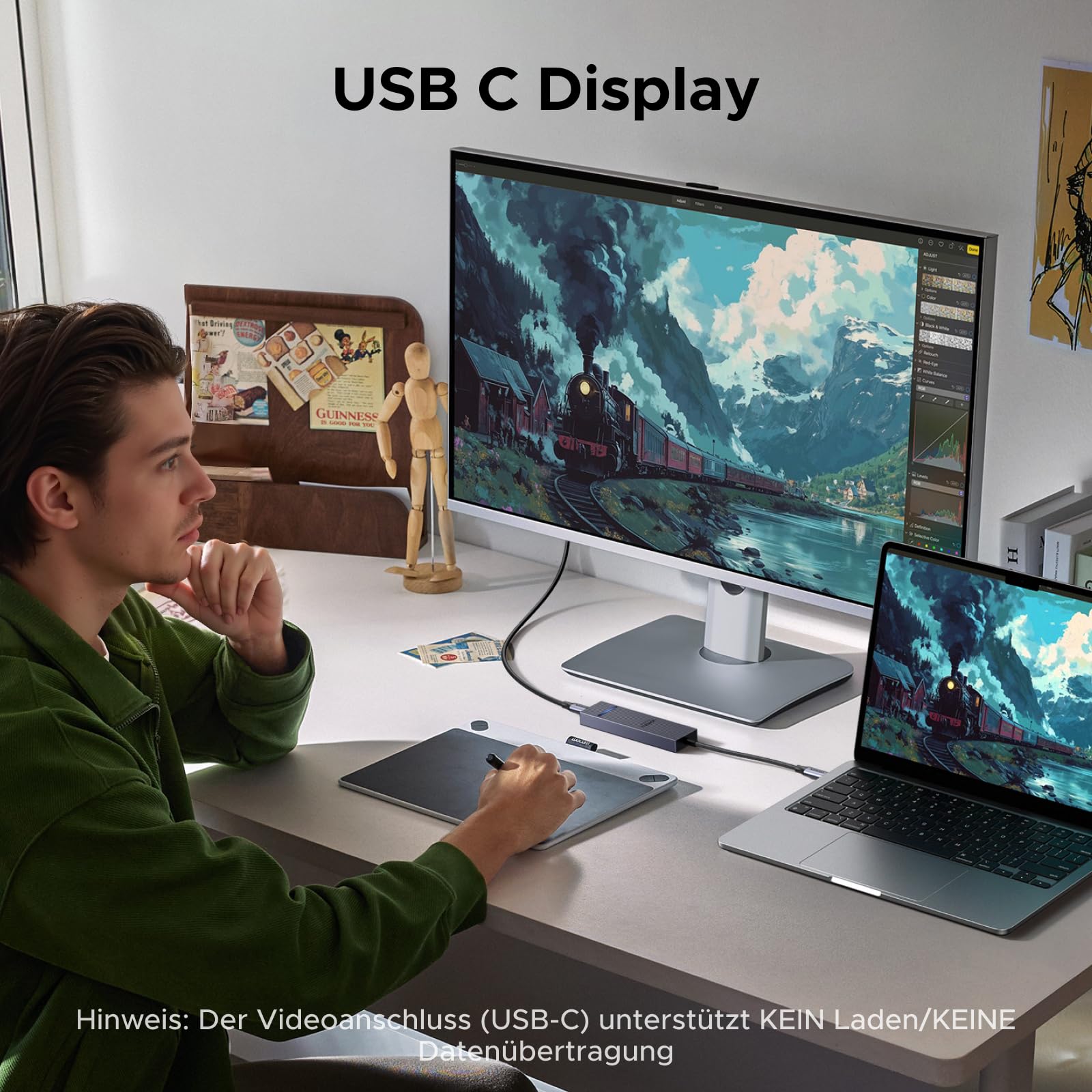 UGREEN Revodok Pro USB C Video Hub, Docking Station mit 4K@60Hz USB-C Anschluss, 10Gbps USB 3.2 Datenports, PD 100W, Multiport Adapter Kompatibel mit Tragbarem Monitor, AR-Brille, MacBook usw. 3