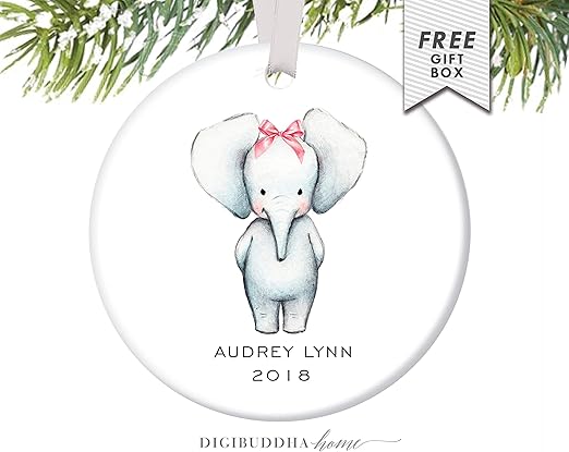 baby's first christmas elephant ornament