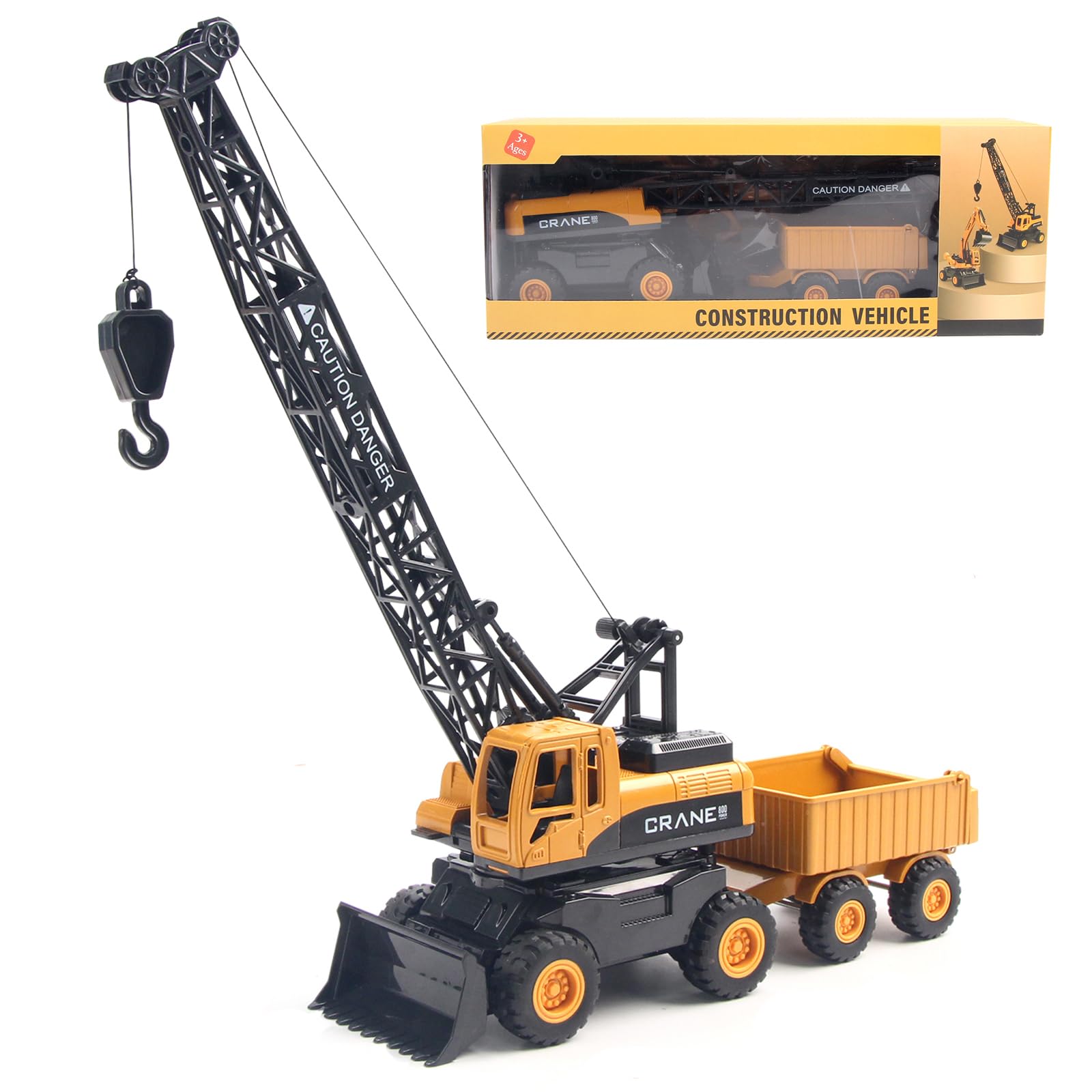 Coolplay Crane Toy for 4 Year Old Boy Toy Construction Truck for 3 Year Olds, Construction Car Vehicle for Kids