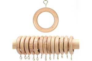 MARS EXPORTS Handmade Wooden Drapery Rod Rings, Curtain Rod Rings, for 1-1.5 inch Curtain Rod Pole - Beech Wood (50, 1.25 INCH Inner Dia)