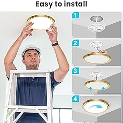 libtit 7 Inch Golden Flush Mount Ceiling Light, 15W