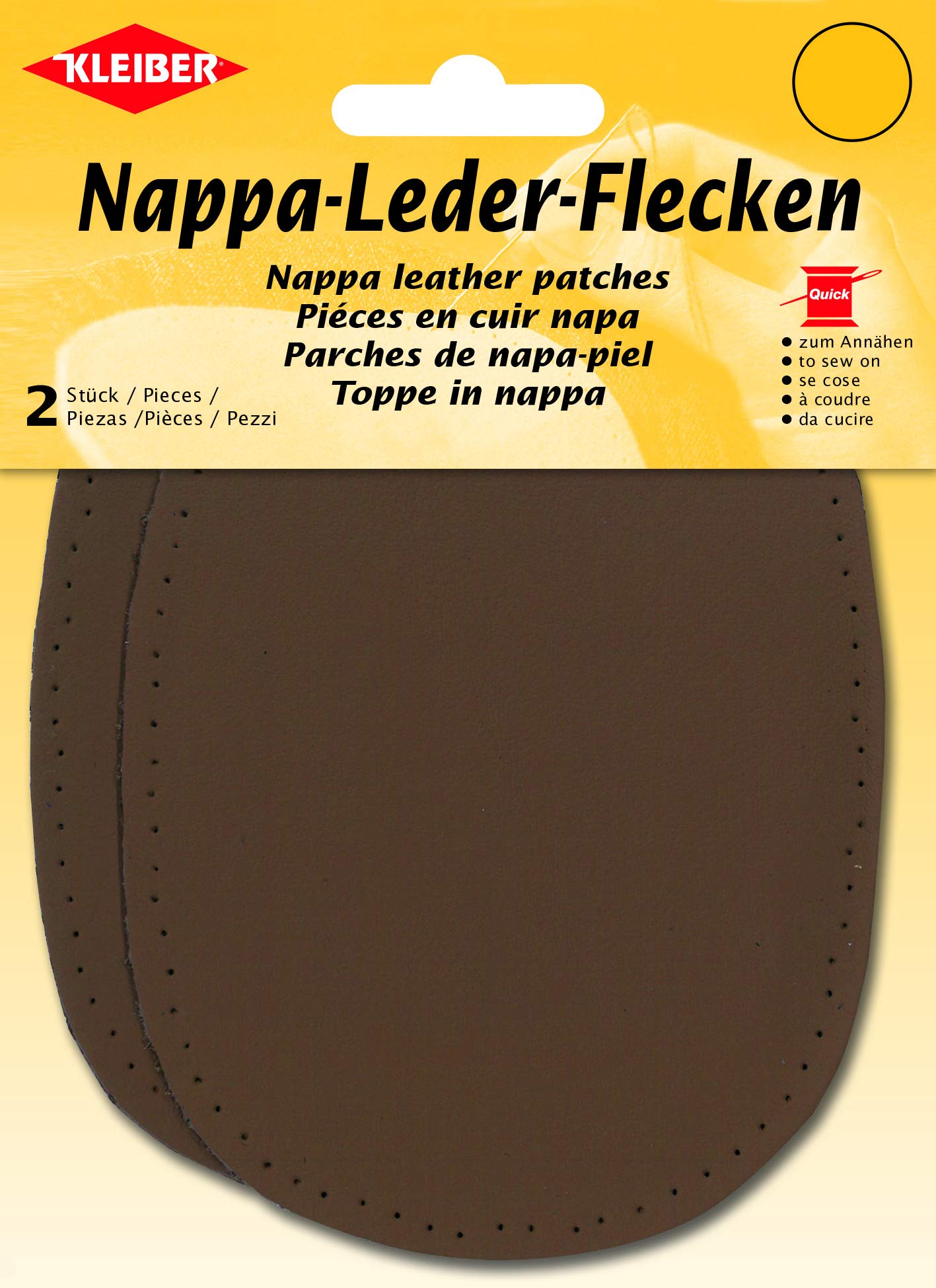 Kleiber Sew-on Nappa Leather elbow and knee patches 12.5 cm x 10 cm, Brown, 2 per pack