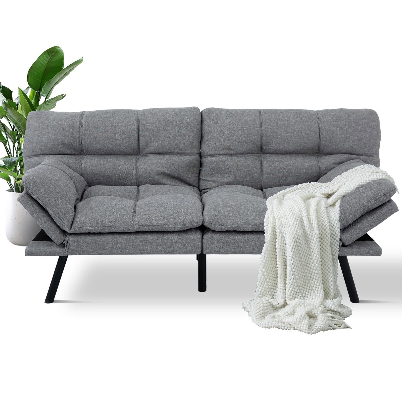 Photo 1 of MUUEGM Futon Sofa Bed,Memory Foam Modern Convertible Couch Bed,Folding Futon Sleeper Couch with Compact Living Space,Apartment,Dorm,Bonus Room,71" D x 33" W x 31.5" H,Grey